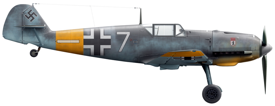 ​Истребитель Bf 109E из эскадрильи 4./JG 27, Литва, лето 1941 года (художник Владимир Камский) - «Мессершмитты» вверх тормашками | Военно-исторический портал Warspot.ru