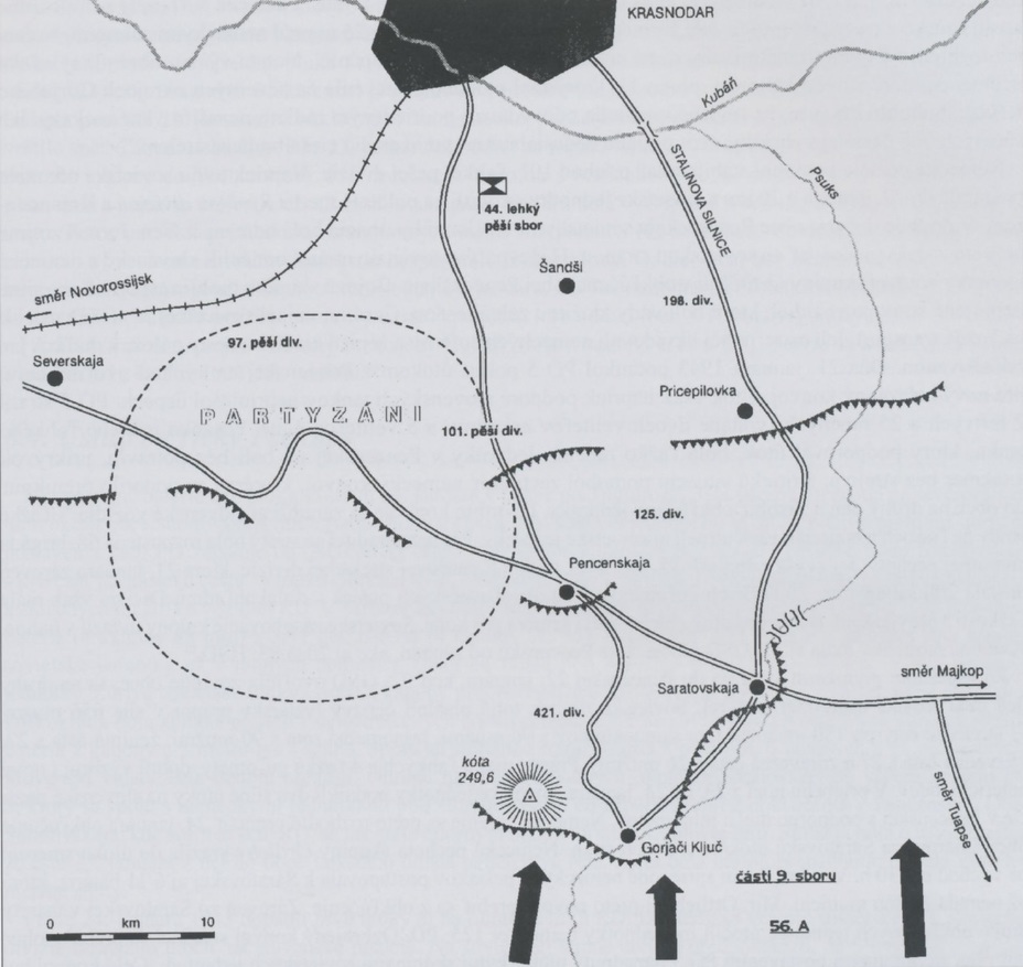 ​Район действий Подвижной дивизии в конце января 1943 года Mičianik P. Slovenská armada v ťažení protiv Sovetskemu Svazu. III. Rýchla divízia. — Bratislava, 2009 - Словаки на Кавказе: отступление и крах | Warspot.ru