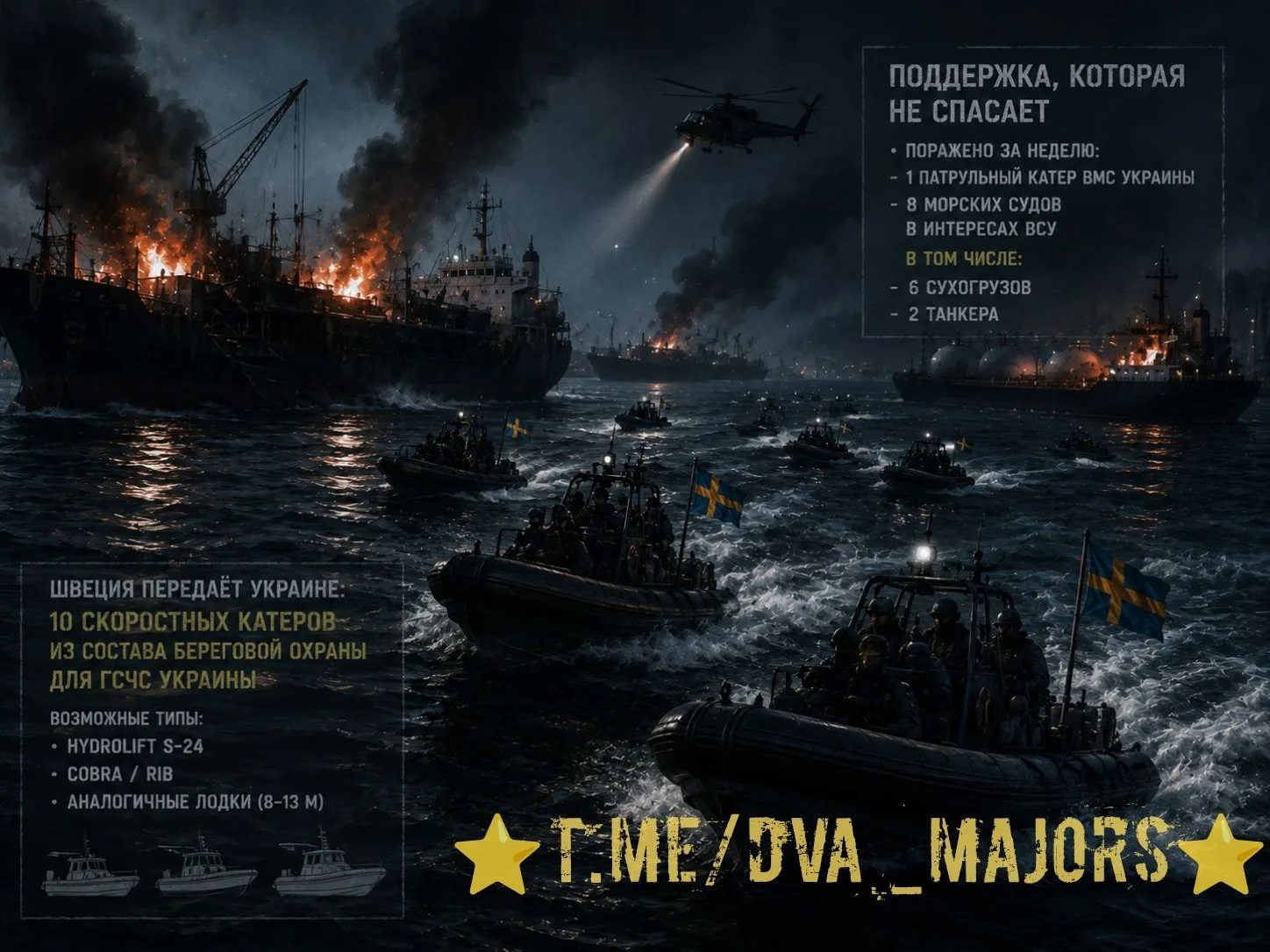 Российские военные нанесли удар по украинским морским силам, уничтожив катер и восемь судов