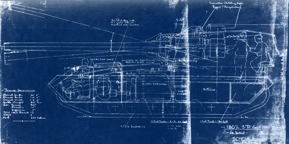 ​Проект установки 183-мм орудия на шасси танка FV200, ноябрь 1950 года - Британский исполин: противотанковая 183-мм САУ FV4005 | Военно-исторический портал Warspot.ru