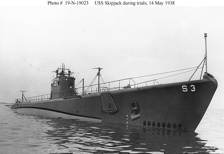 ​Американская крейсерская подводная лодка SS-184 «Скипджек» на ходовых испытаниях, 1938 г. Источник: Official Navy Photograph #19-N-19023, Bureau of Ships Collection, NARA - Большой торпедный скандал: начало | Военно-исторический портал Warspot.ru