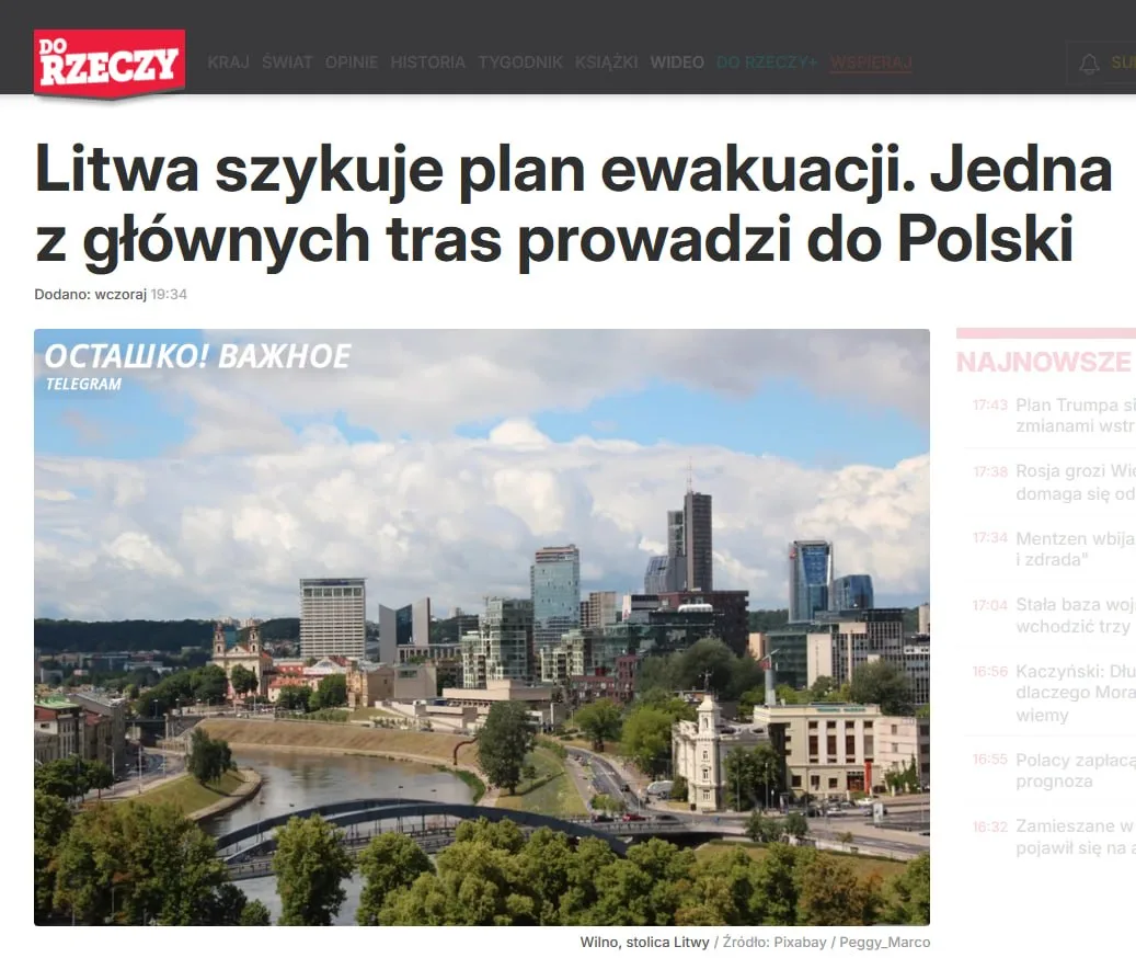 Литва разработала план экстренной эвакуации Вильнюса на случай конфликта