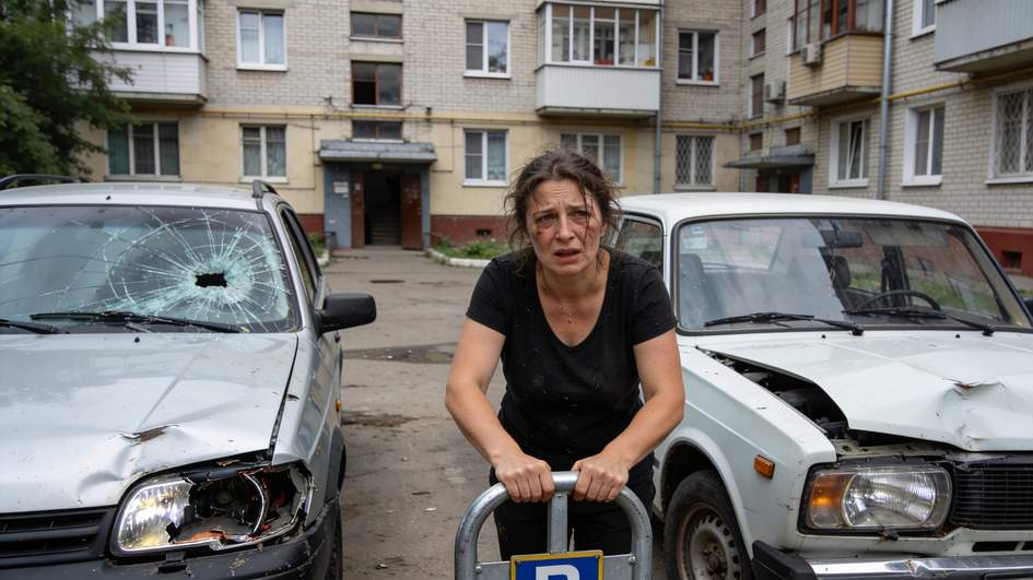 Женщина с парковочным столбиком устроила разгром машин во дворе Нижнего Новгорода