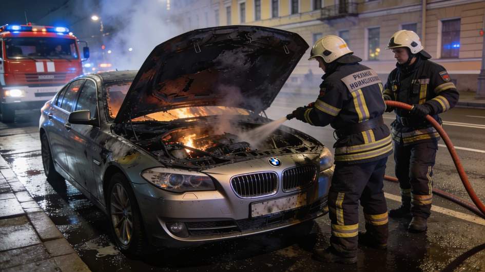 Четыре пожара за одну ночь в Петербурге охватили авто, дом и квартиру