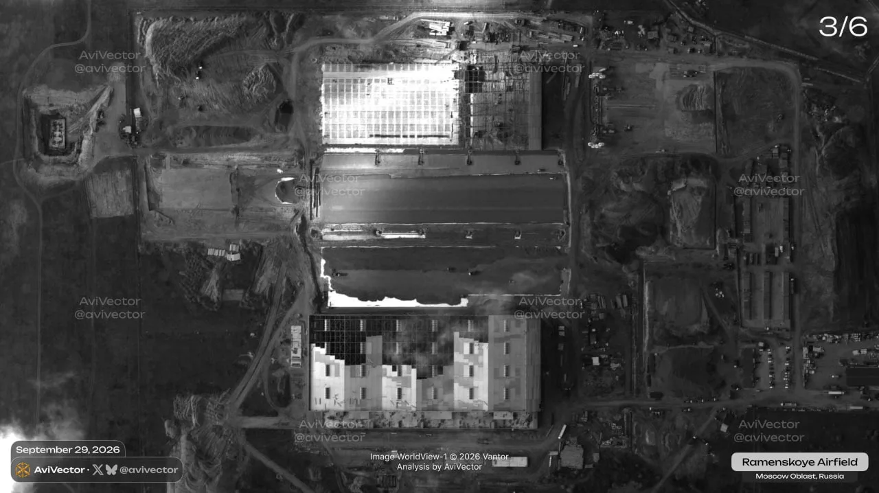 Прогресс строительства огромных ангаров на аэродроме Раменское в Московской области